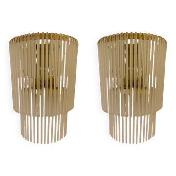 Large Sciolari wall lamp with opaque glass and gilded structure, Italy 1970
