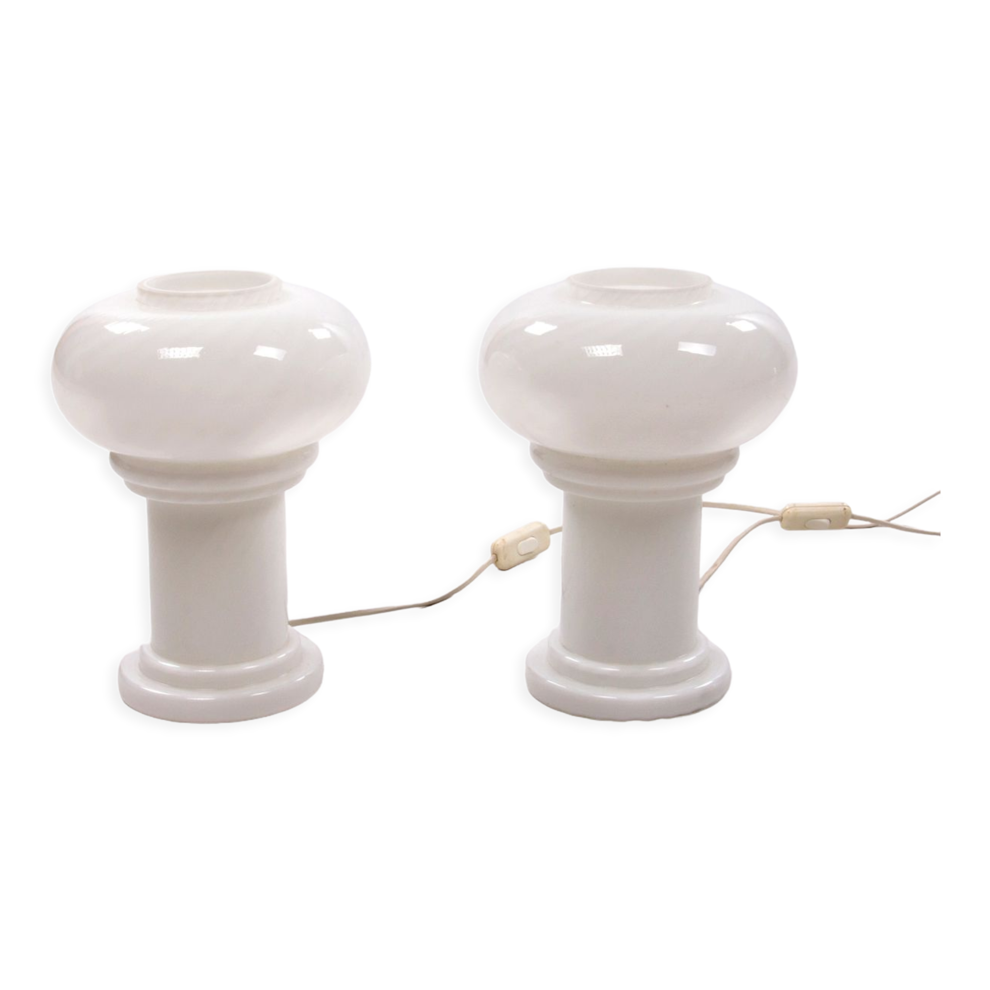 Vintage Set of 2 Opaline glass lamps, 1960 Germany.