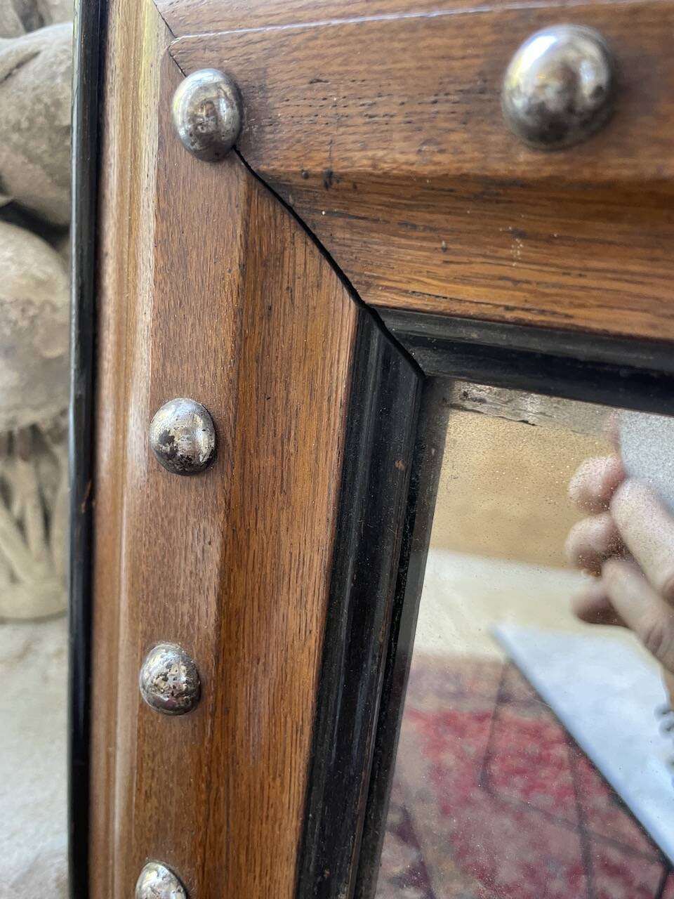 1900 wooden mirror with nails