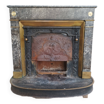 Napoleon III fireplace stove in cast iron and marble
