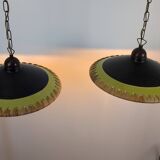 80's Concept Glass Italian Pendant Lights, Vintage Design Pair
