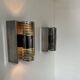 Pair of vintage chrome metal wall lights, France 1970