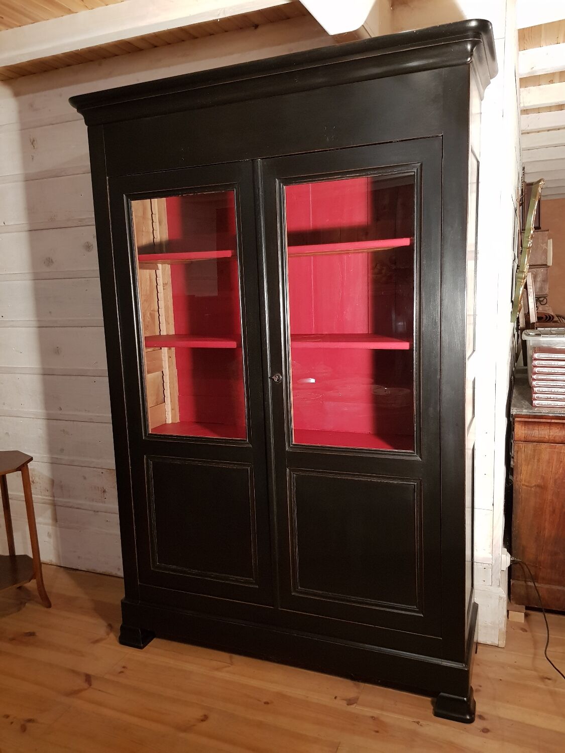 Bookcase louis Philippe patinated black.