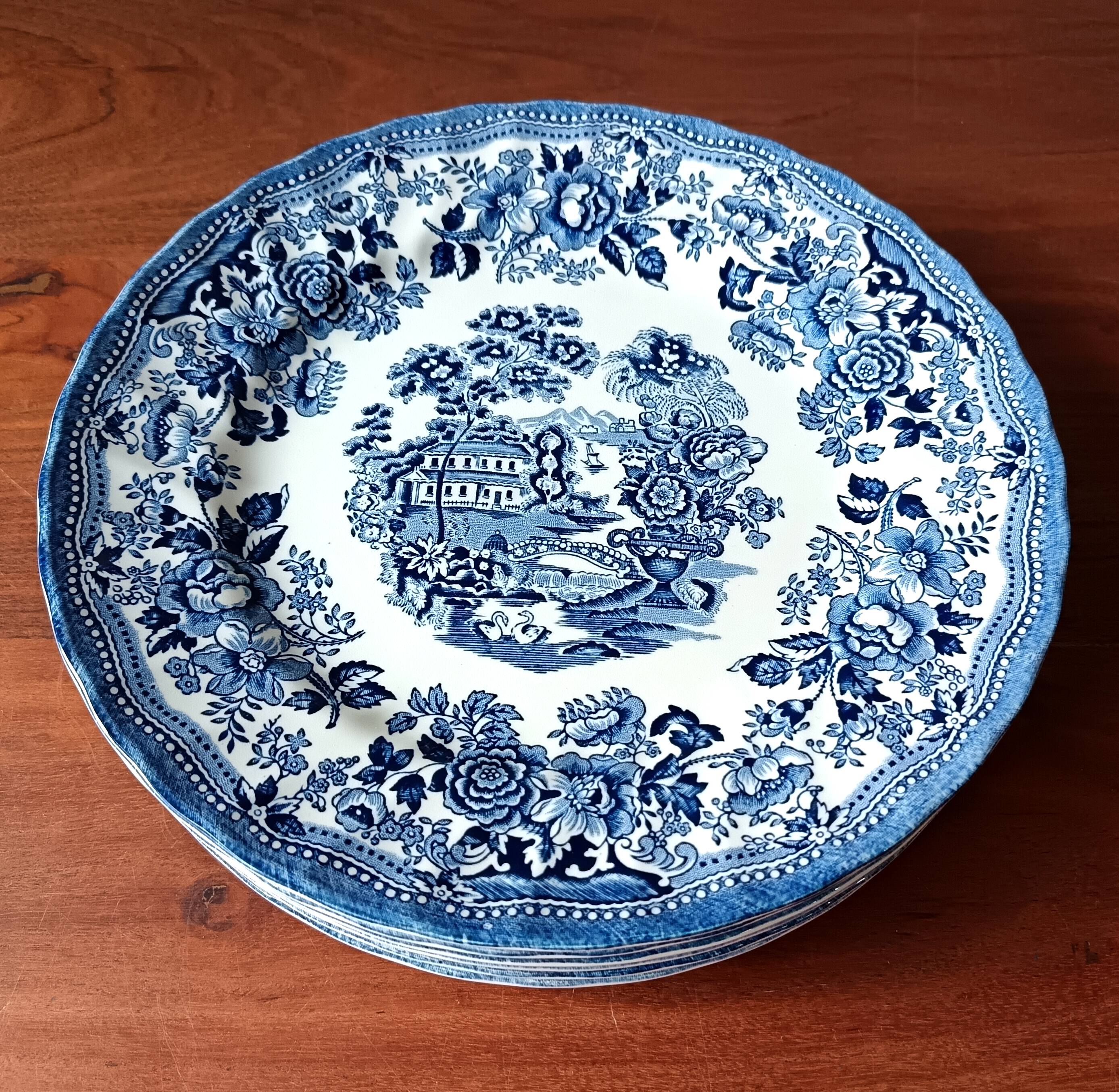 6 assiettes plates en céramique vintage, churchill royaume-uni