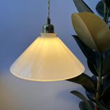 Vintage conical white glass pendant light