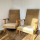 Pair of Manucere armchairs with vintage compass legs