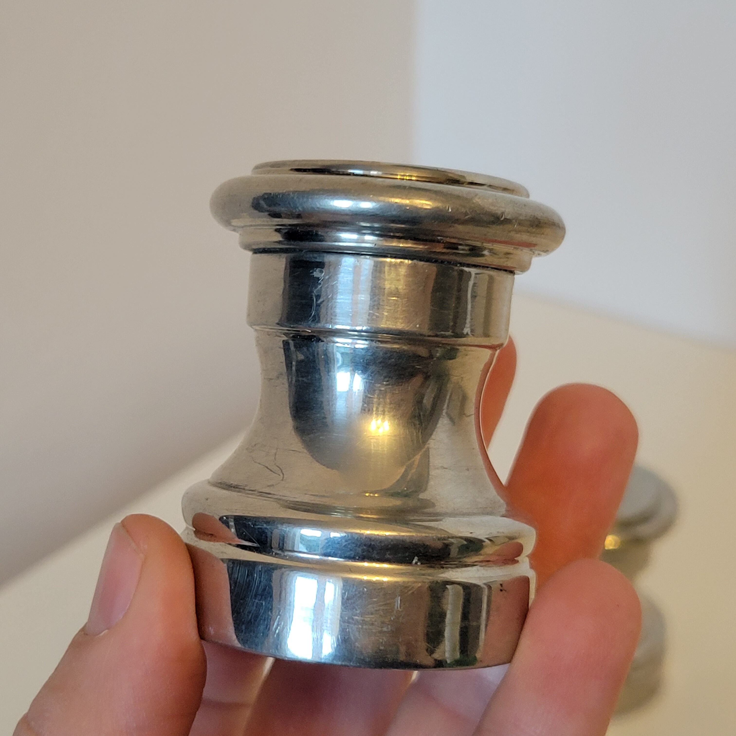 Vintage silver metal table salt shaker and pepper shaker Italy Raimond