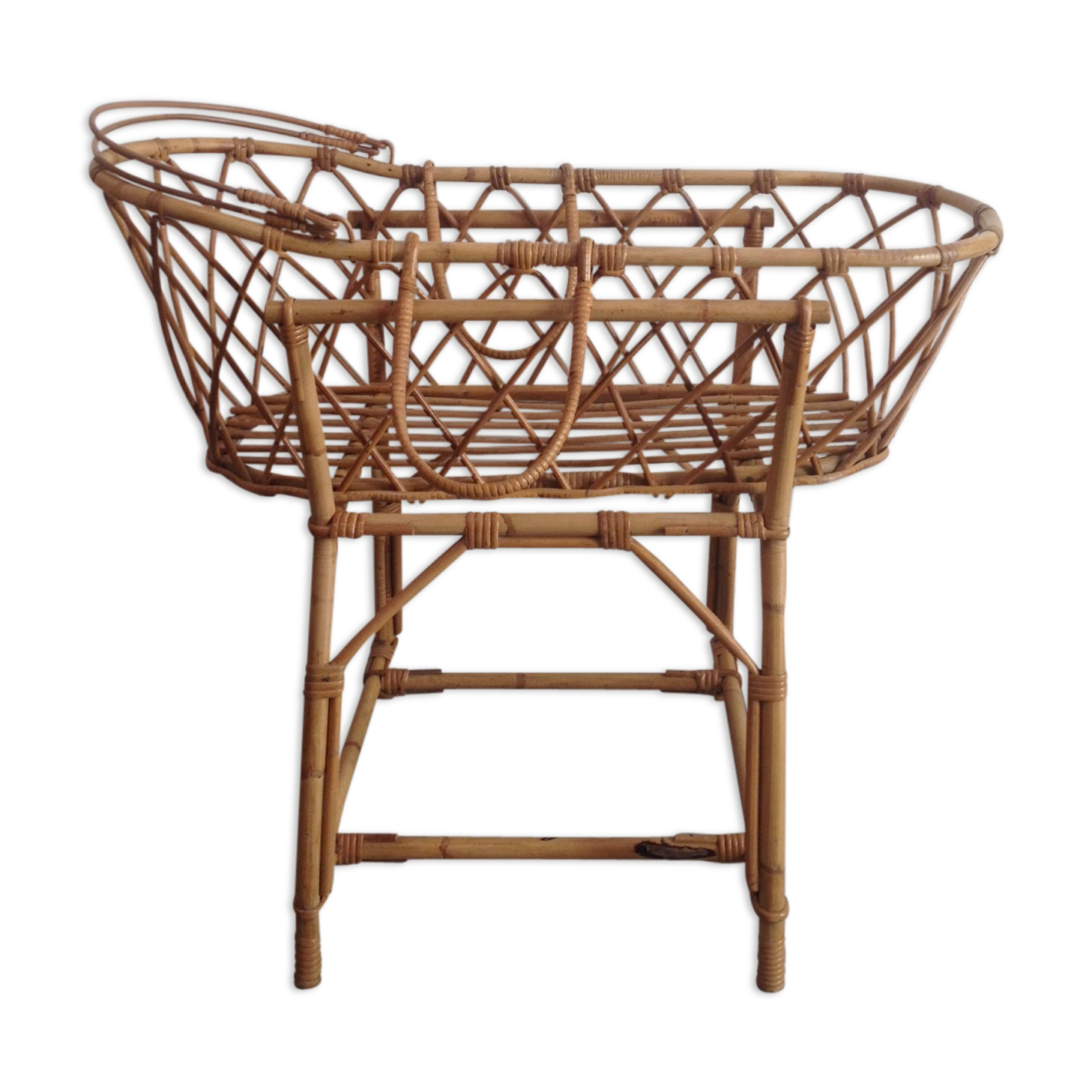 Vintage rattan cradle