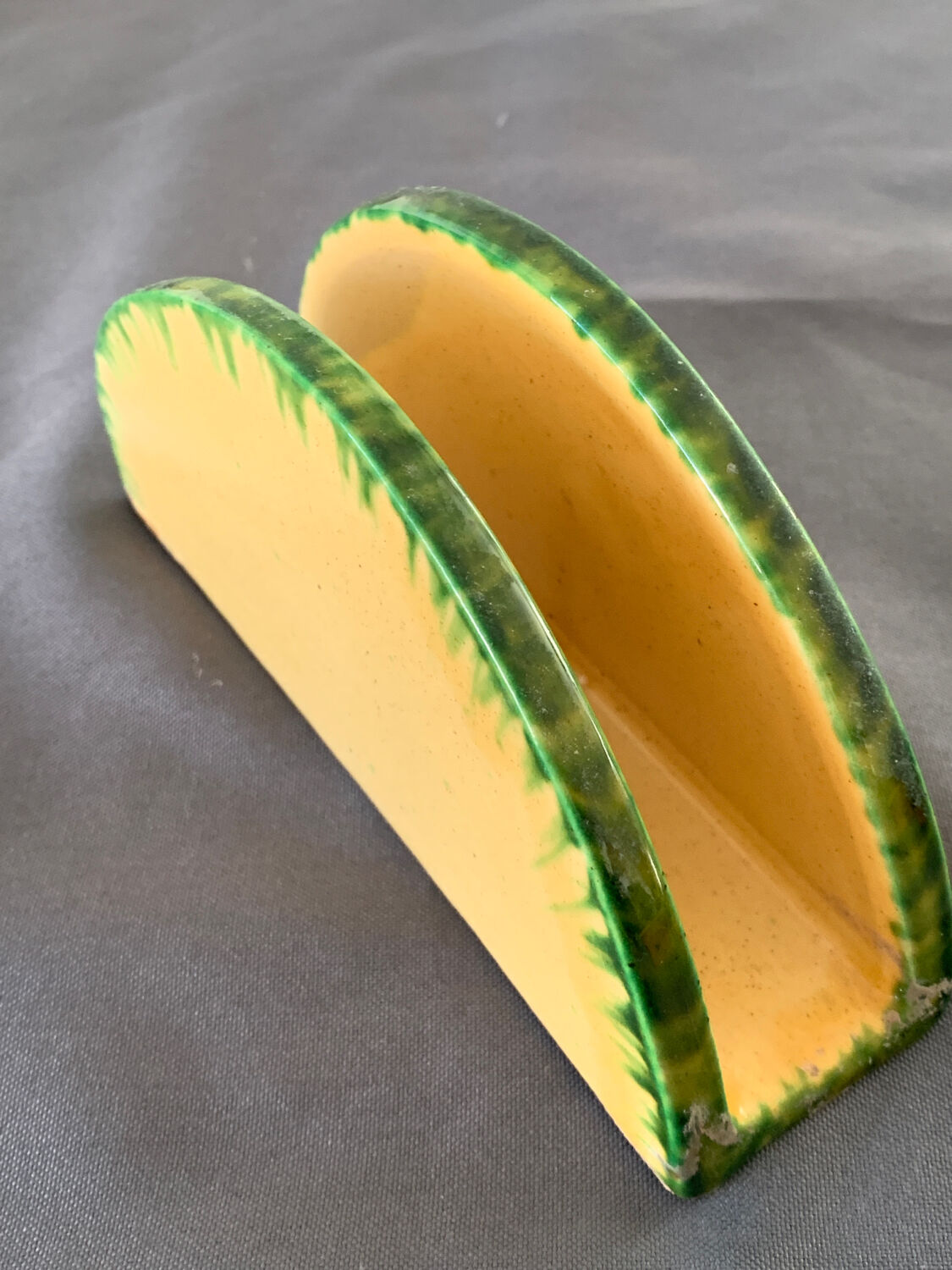 Olive decorative ceramic letter/napkin holder
