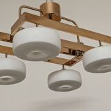 Arlus chandelier with 6 lights in opaline and brass from the 60s/70s