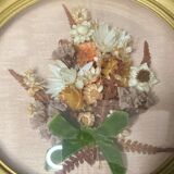 Old miniature frame dried flowers XXth