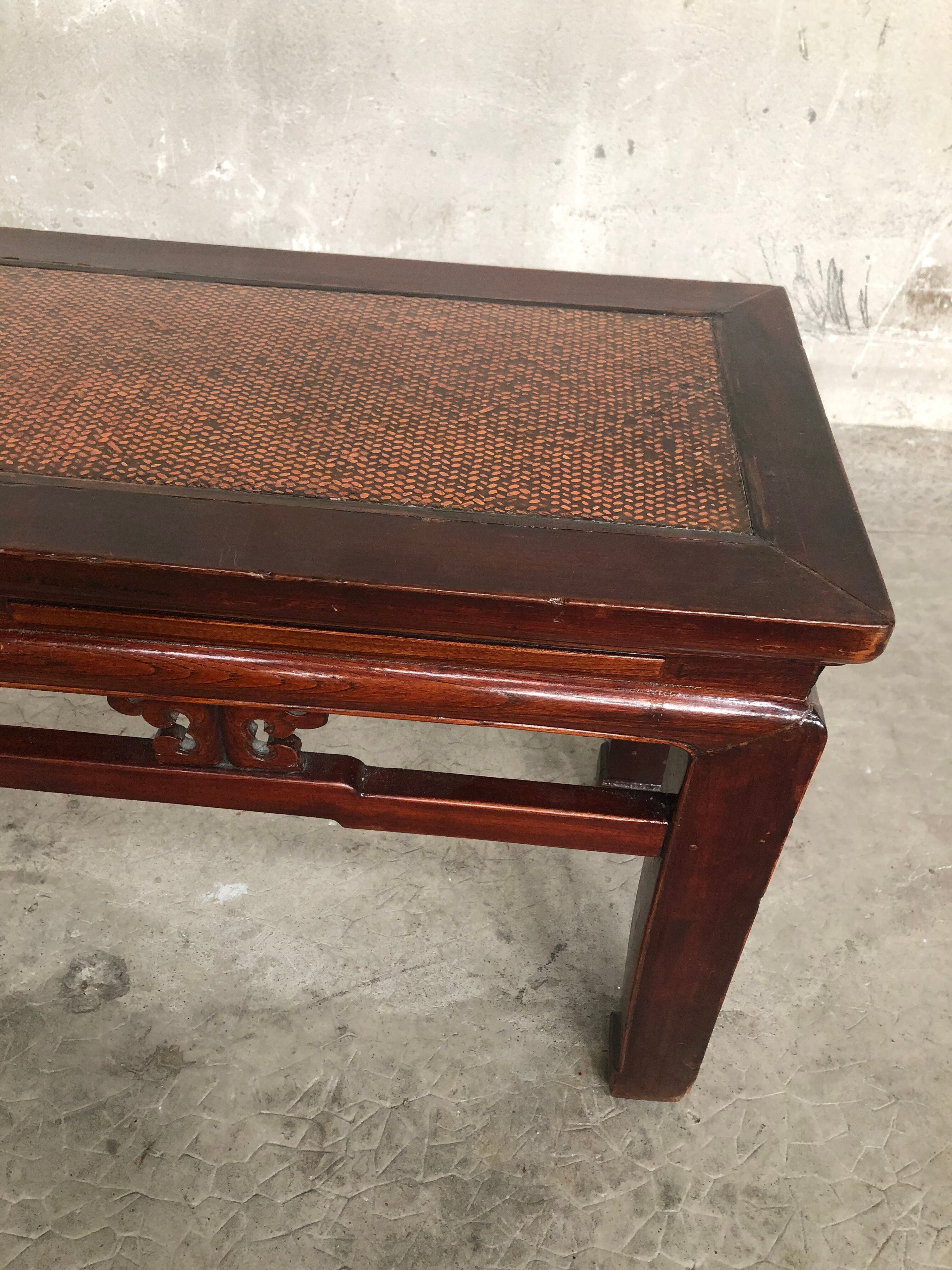 Asian style bench exotic wood 80s