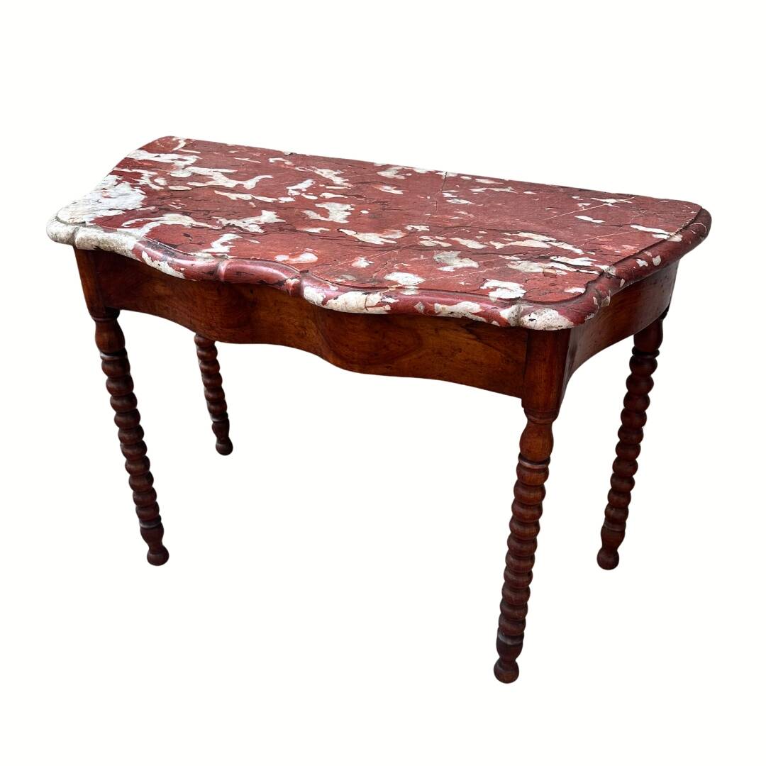 Console Louis XV, marble and walnut, 18th century - France