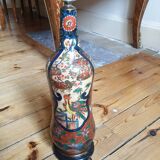 Multicolored painted wooden lamp with floral and animal decoration