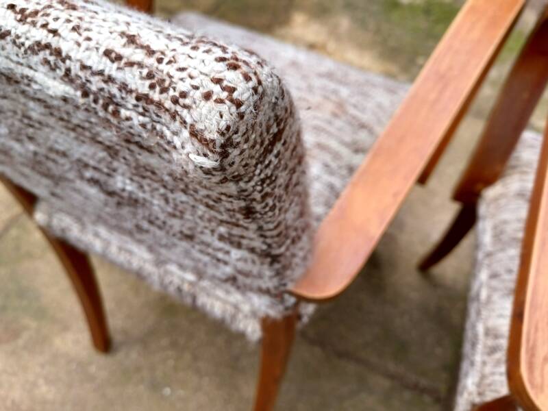 Art Deco bridge chairs in fabric from the 1950s and vintage.