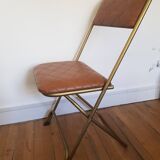 Chaise pliante lafuma vintage en cuir