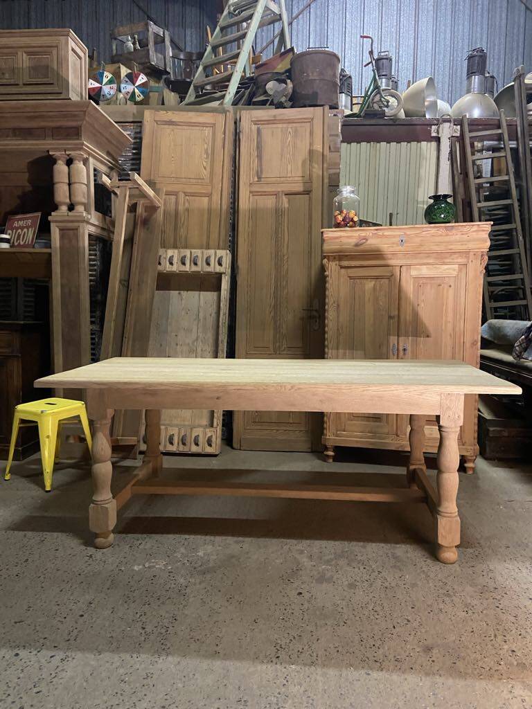 Raw wood farmhouse table