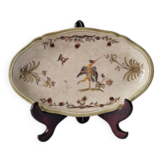 Petit plat de service Ovale Moustiers Longchamp. Peint à  la main. 1980