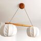 Vintage Scandinavian pendant light, wood and fabric