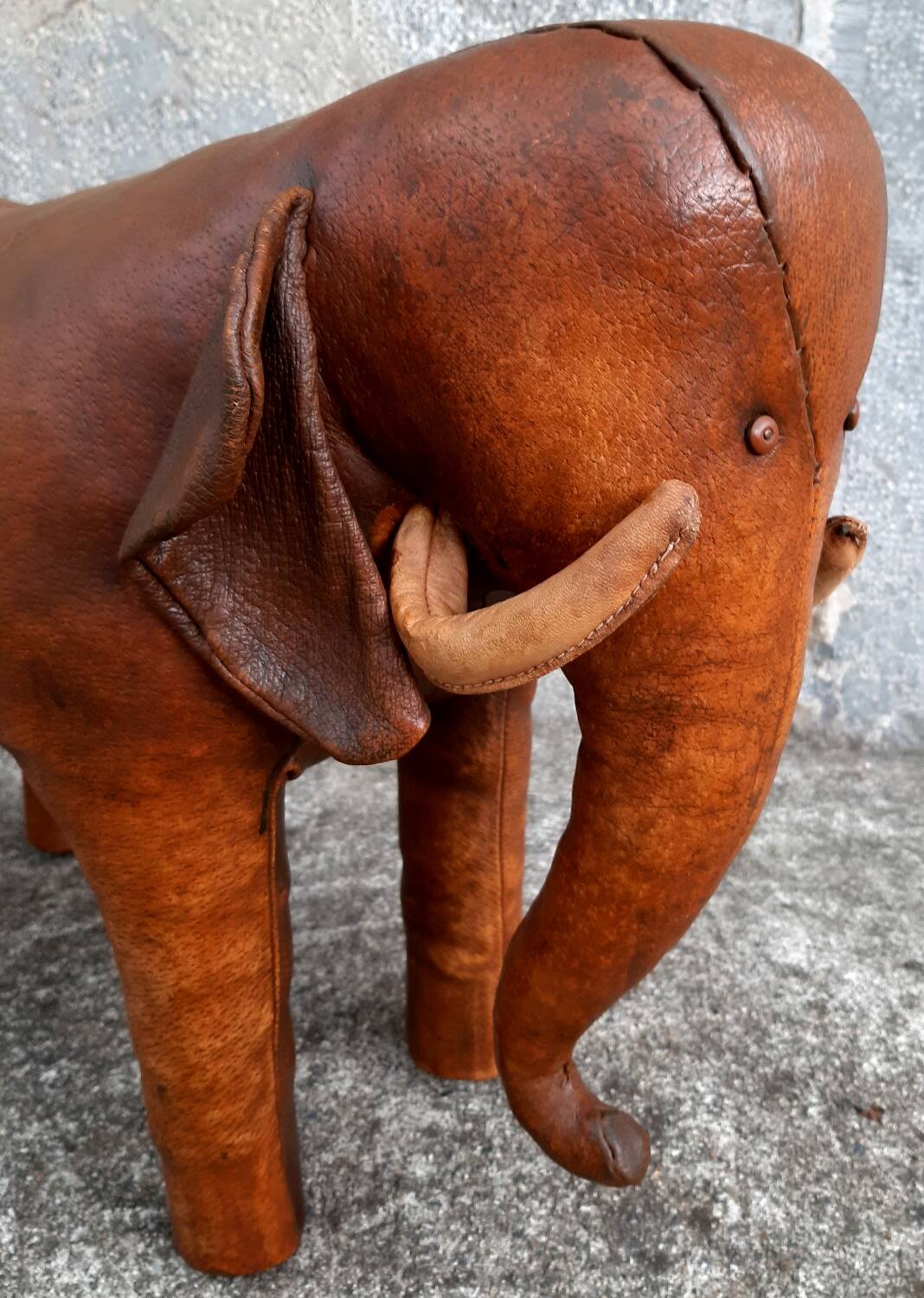 Leather footstool, Dimitri Omersa, 1950s
