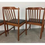 4 chaises scandinaves en teck à barreaux années 60