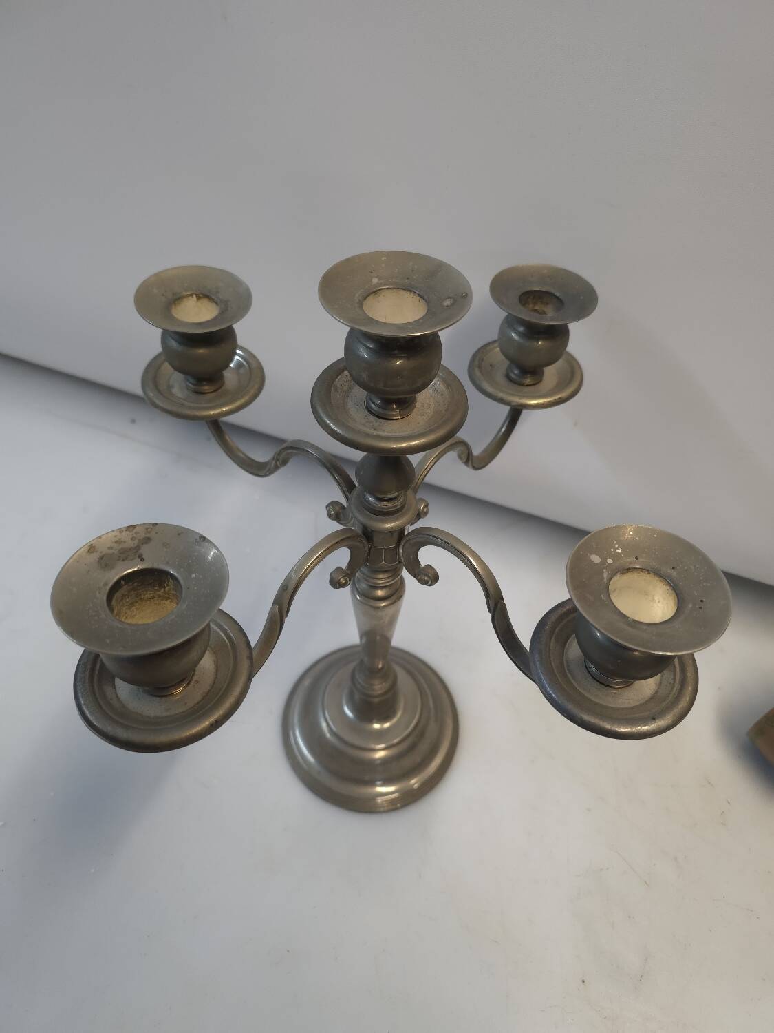 Chandelier 5 branches en métal argenté 