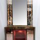 Luigi Brusotti Mid-Century Modern Italian Bar Cabinet with Decorated Mirror