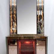 Luigi Brusotti Mid-Century Modern Italian Bar Cabinet with Decorated Mirror