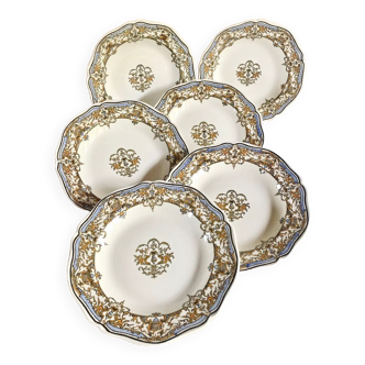 6 assiettes creuses Gien les enfants au pressoir Dionysos 1938/1960
