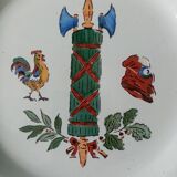Decorative plate in 18th century Saint Clement earthenware with revolutionary decoration