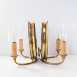 Pair of brass wall lights with mirror c. 1950