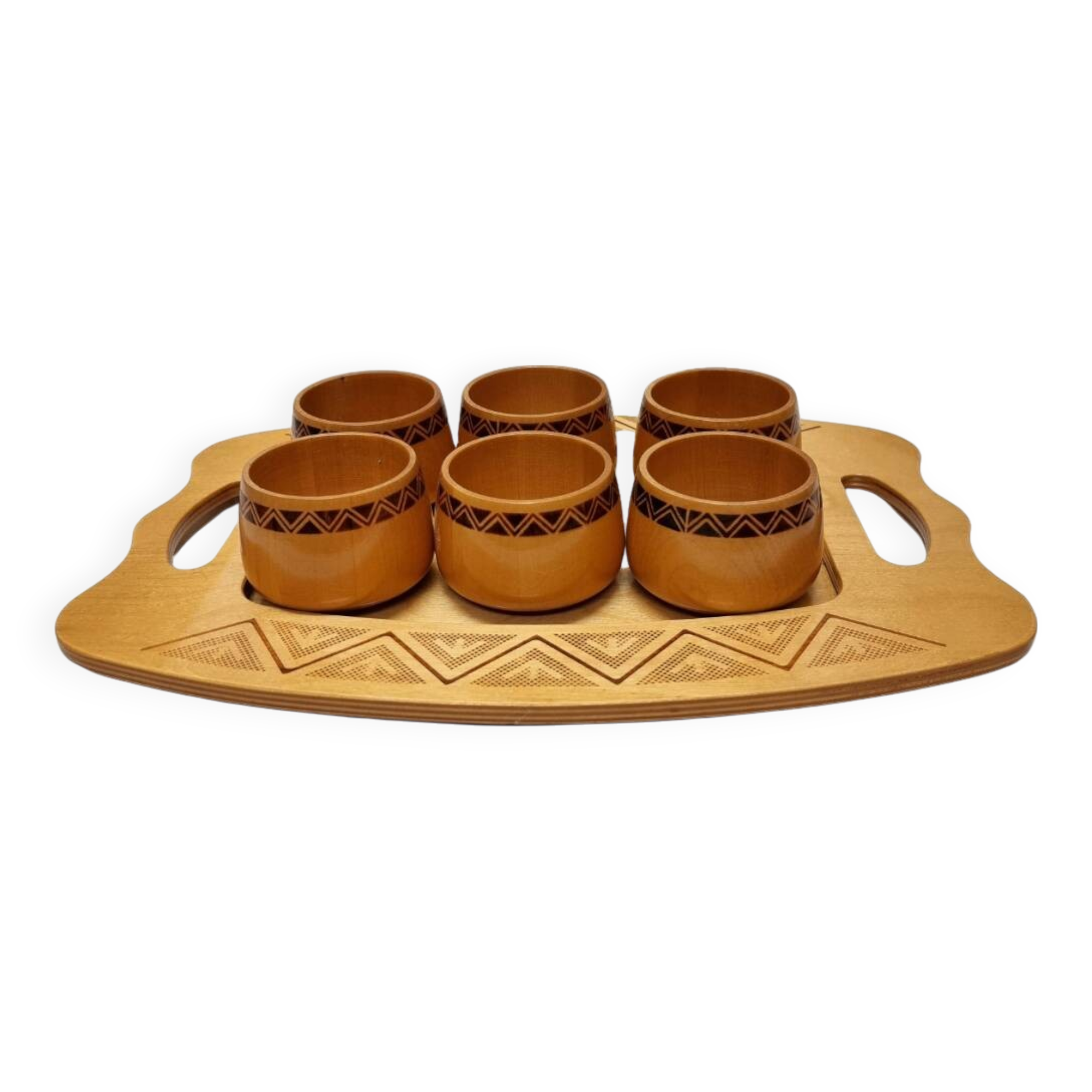 Vintage Cup Holders With Tray, 1970s