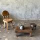 Small child's chair in natural blond teak back with three bars