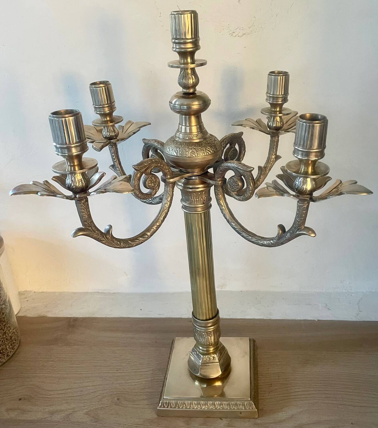 Bronze and brass chandelier, 56cm