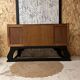 Vintage Art Deco buffet Isidore, solid wood, 2 doors and mirror.