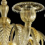 Contemporary Venetian Gold Murano Style Glass Chandelier With Leaves