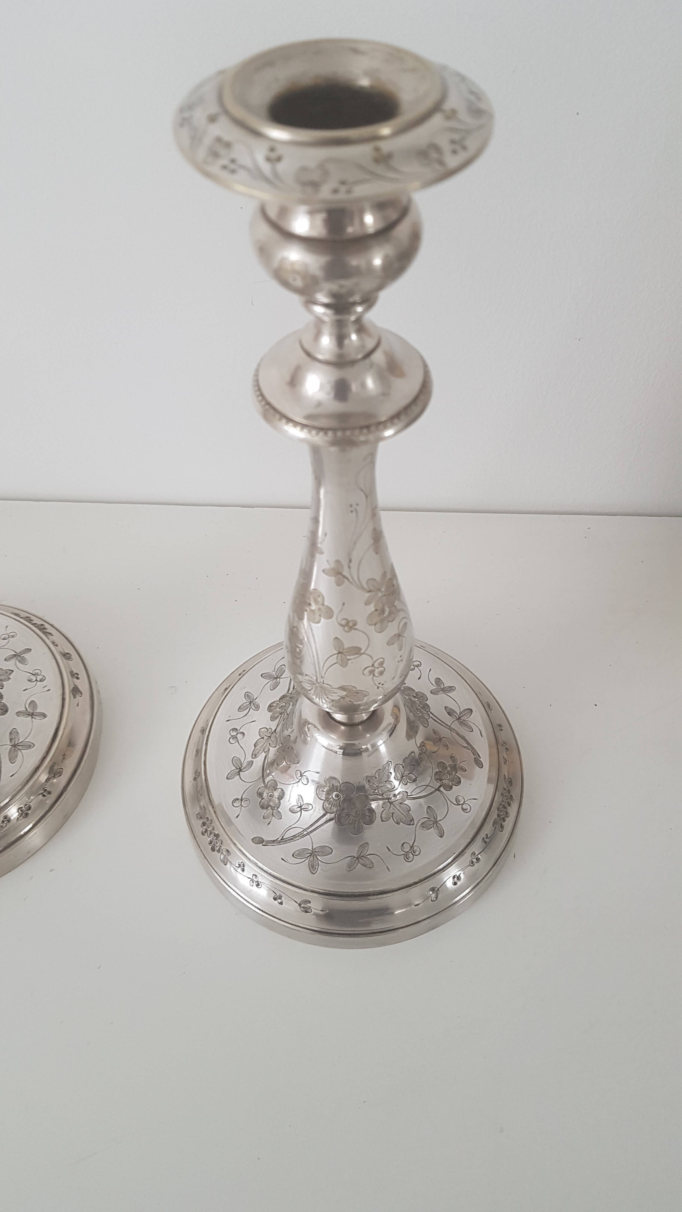 Pair of old candlesticks silver metal Christopfle