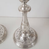 Pair of old candlesticks silver metal Christopfle