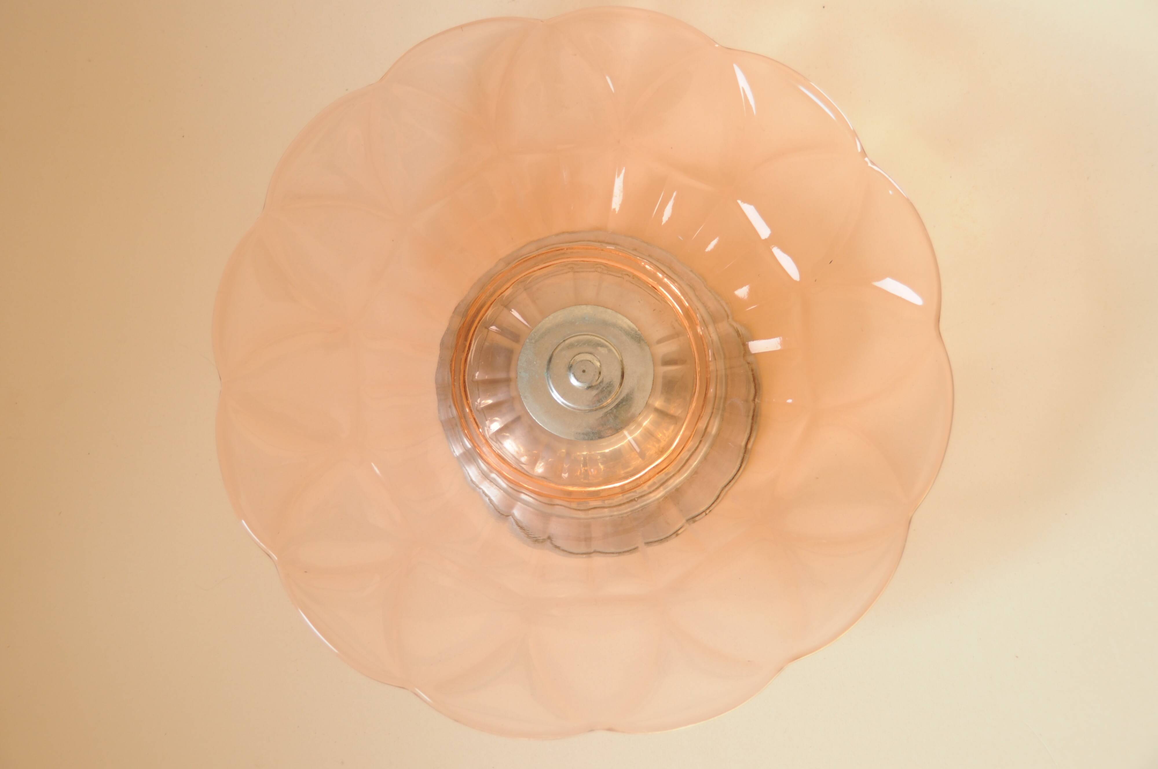 Art Deco Pink Glass Fruit Bowl