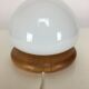 Mushroom lamp, white opaline on pine base