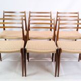 Set Of 6 Dining Chairs Model 78 Made In Rosewood By N. O Møller From 1950s