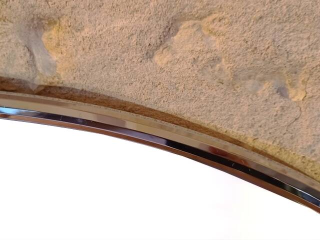 Oval art deco mirror with vintage chrome frame from the 70s