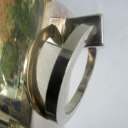 Art Deco champagne bucket, beautiful silver metal, 2 rings handles, signed ST Médard