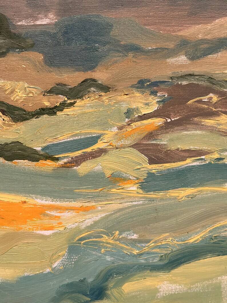 Swedish Oil on Panel “Landscape” by Lars Stocks,Framed & Vintage 77 × 57 cm