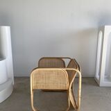 U-shaped armrest rattan armchair, grid canning