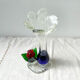 Blue red Murano glass vase with blown flower