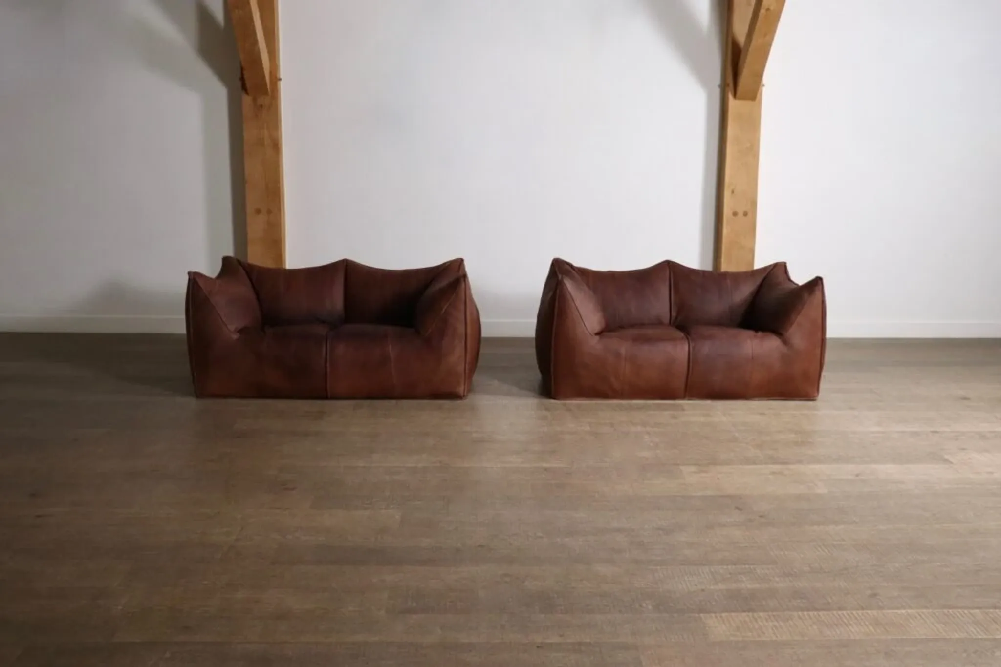 Le Bambole sofa in buffalo leather by Mario Bellini for B&B Italia, 1970s