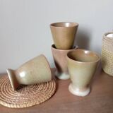 4 tasses en grès, vintage 1950