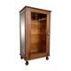 Dark wood display case and transparent glass