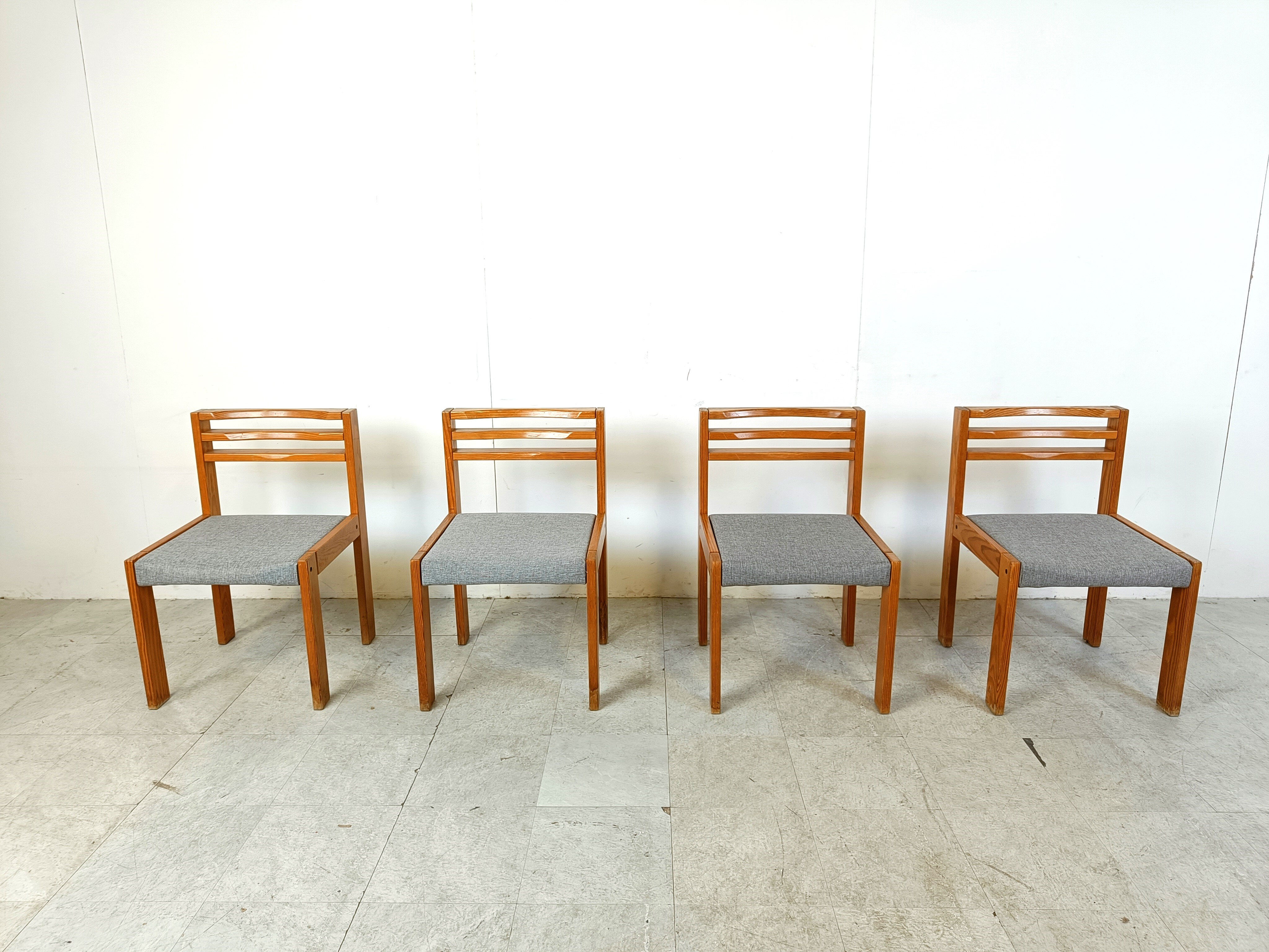 Set of 4 pine wood SG 1200 dining chairs by Cees Braakman, 1970s